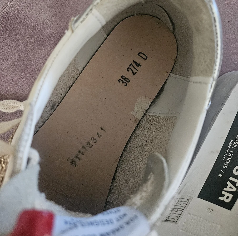 Golden Goose Super Star with Gold Glitter Star and ice grey suede inserts 36 - Picture 9 of 13